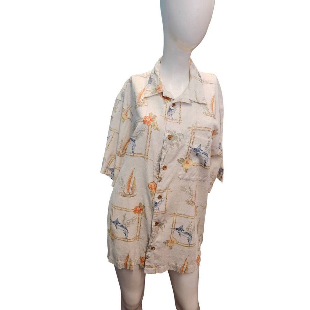 Boca Classics Tropical Print Button Down Shirt Men's Size XL Vintage 80's